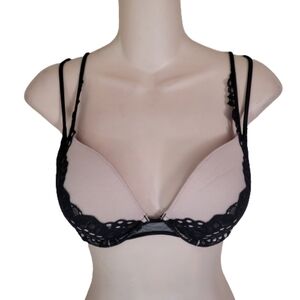 Victoria's Secret Very Sexy Push Up Bra Black Beige Lace Size Women's 32D